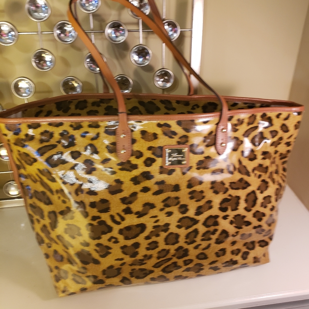 Ralph Lauren leopard cutter tote handbag